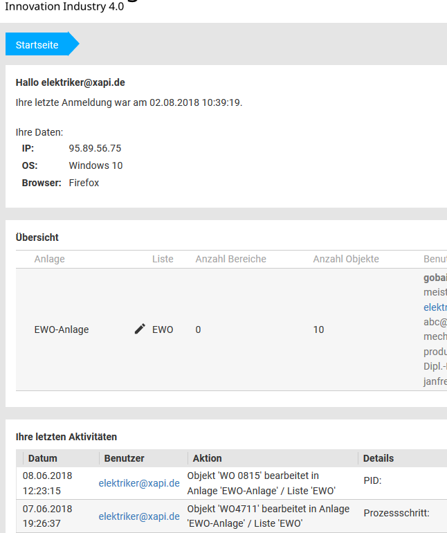 WCMManager Home Screen